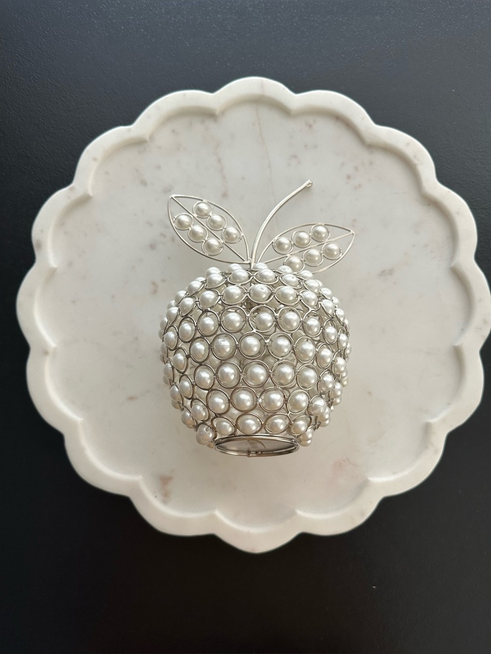 Aman ~ Faux Pearl Apple Decor 9.5 Inches